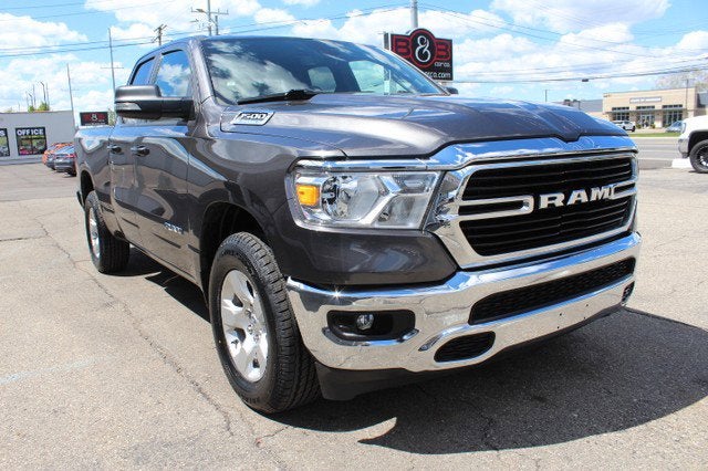 2021 RAM 1500 Big Horn in Granite Crystal Metallic Clearcoat — front three-quarter view