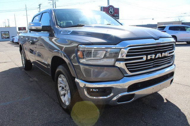 2019 RAM 1500 Laramie in Granite Crystal Metallic Clearcoat — front three-quarter view