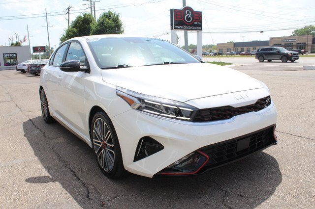 2023 Kia Forte GT in Snow White Pearl — front three-quarter view