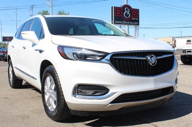 2021 Buick Enclave Essence in White Frost Tricoat — front three-quarter view