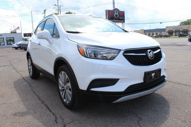 2019 Buick Encore Preferred in Summit White — front three-quarter view